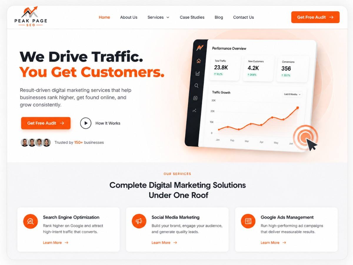 Website homepage designed to convert visitors into enquiries